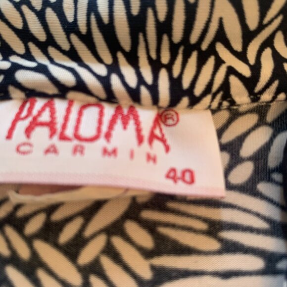 Paloma Carmin Navy White Elbow Length sleeve blouse size 40 - Picture 3 of 6
